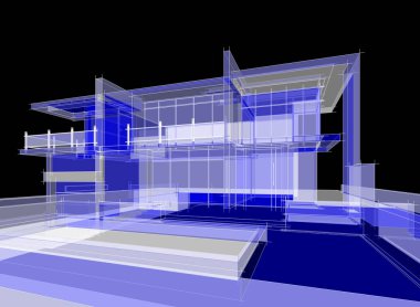 Binanın mimari 3d çizim çizim ev