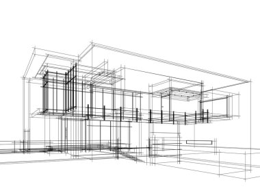 Binanın mimari 3d çizim çizim ev