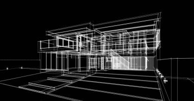 Binanın mimari 3d çizim çizim ev