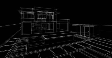 Binanın mimari 3d çizim çizim ev