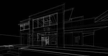 Binanın mimari 3d çizim çizim ev