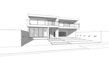 Binanın mimari 3d çizim çizim ev