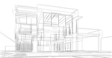 Binanın mimari 3d çizim çizim ev