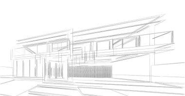 Binanın mimari 3d çizim çizim ev