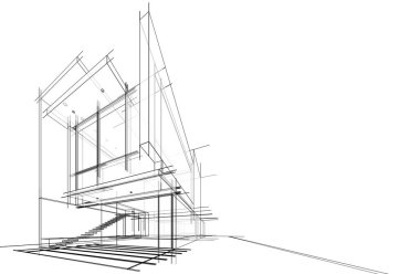 Binanın mimari 3d çizim çizim ev