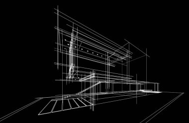 Binanın mimari 3d çizim çizim ev