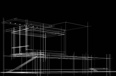 Binanın mimari 3d çizim çizim ev