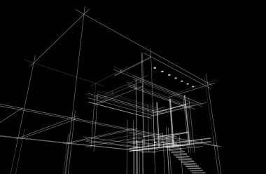 Binanın mimari 3d çizim çizim ev