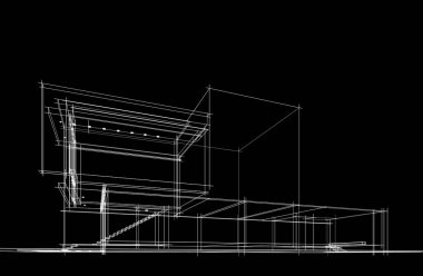 Binanın mimari 3d çizim çizim ev