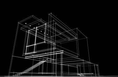 Binanın mimari 3d çizim çizim ev