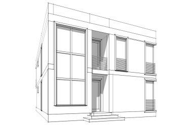 Binanın mimari 3d çizim çizim ev