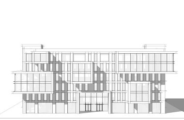 Yüksek binanın soyut mimari duvar kağıdı tasarımı, dijital konsept arkaplan