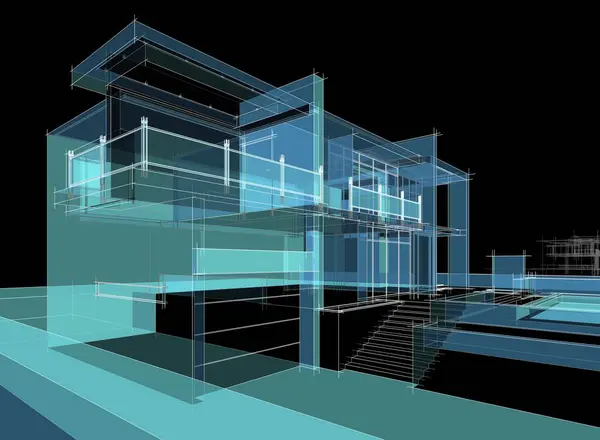 Binanın mimari 3d çizim çizim ev