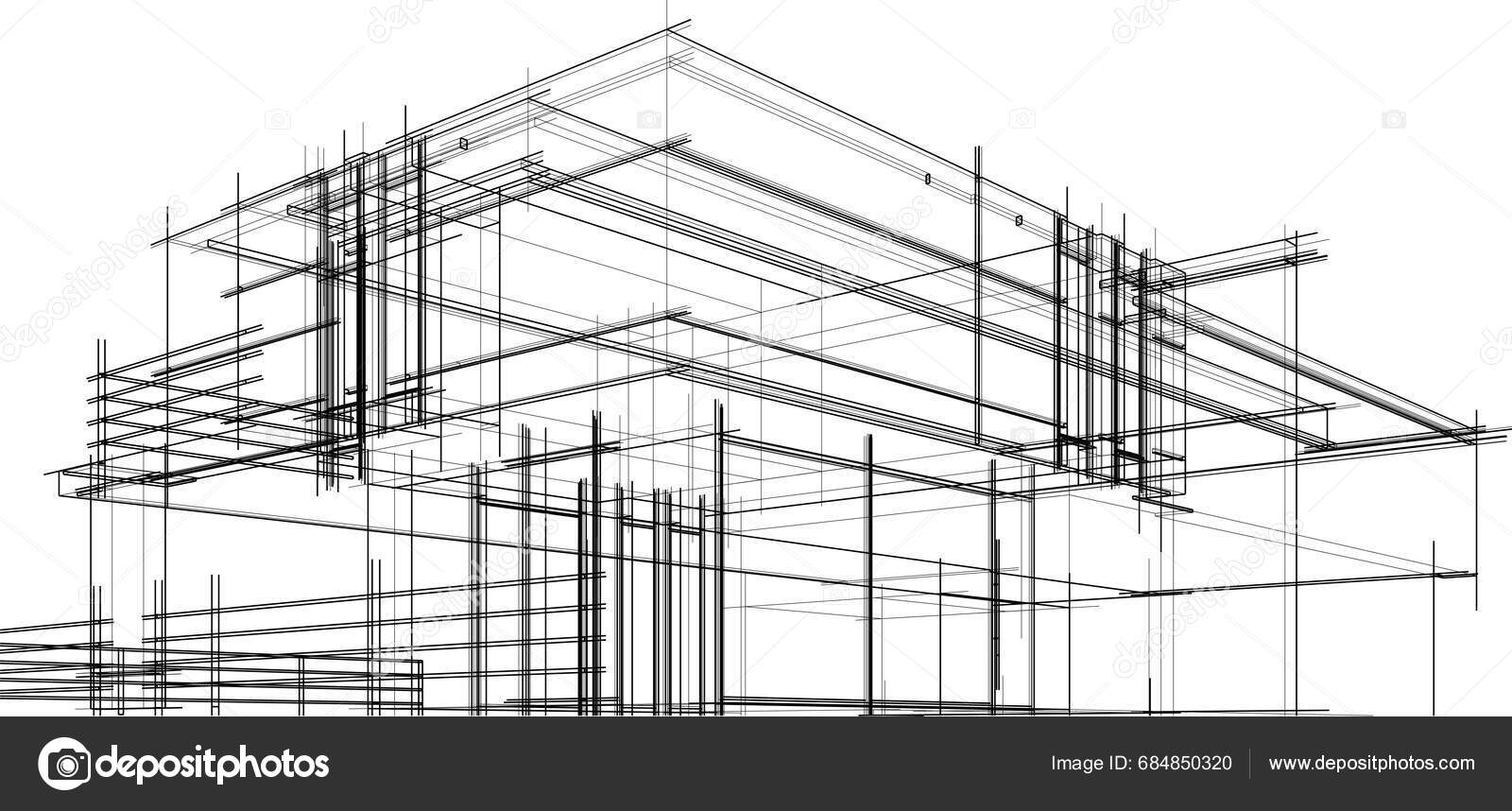 House Building Architectural Drawing Vector Illustration Stock Vector by ©YuriyA 684850320