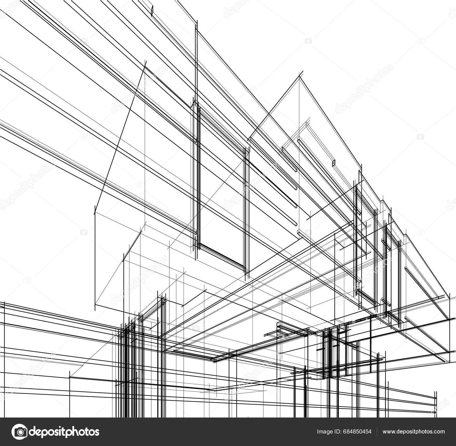 House Building Architectural Drawing Vector Illustration Stock Vector by ©YuriyA 684850454