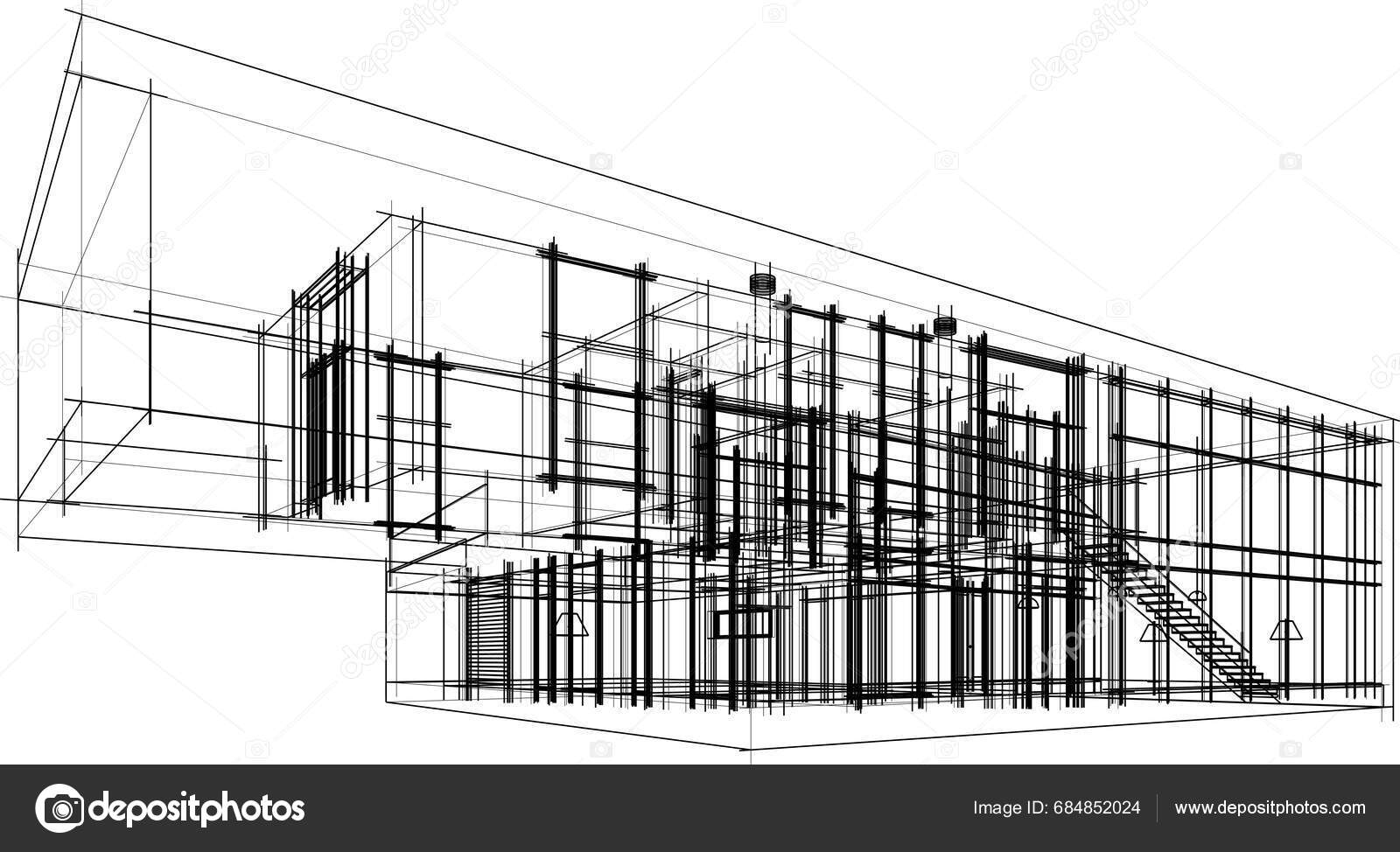 House Building Architectural Drawing Vector Illustration Stock Vector by ©YuriyA 684852024
