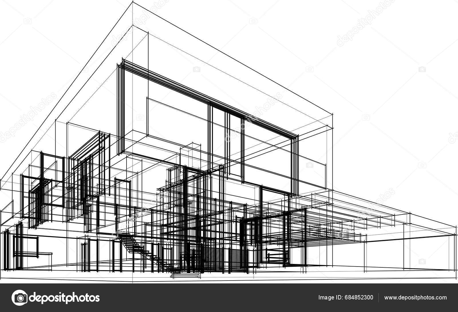 House Building Architectural Drawing Vector Illustration Stock Vector by ©YuriyA 684852300