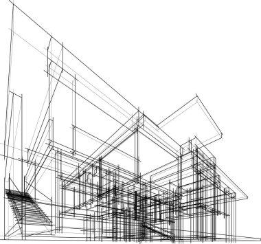 Ev yapımı mimari çizim vektörü illüstrasyonu