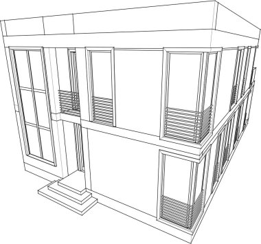 Ev yapımı mimari çizim vektörü illüstrasyonu