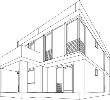 Ev yapımı mimari çizim vektörü illüstrasyonu