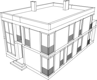 Ev yapımı mimari çizim vektörü illüstrasyonu