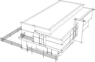 Ev yapımı mimari çizim vektörü illüstrasyonu