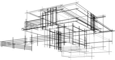 Ev yapımı mimari çizim vektörü illüstrasyonu