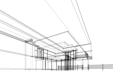 Ev yapımı mimari çizim vektörü illüstrasyonu