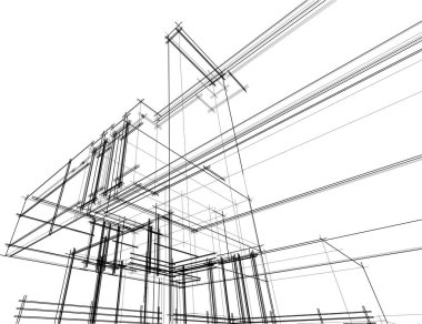 Ev yapımı mimari çizim vektörü illüstrasyonu