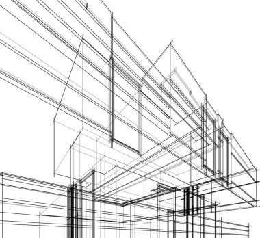 Ev yapımı mimari çizim vektörü illüstrasyonu