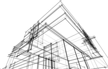 Ev yapımı mimari çizim vektörü illüstrasyonu