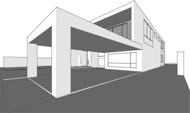 Ev yapımı mimari çizim vektörü illüstrasyonu