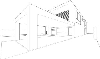 Ev yapımı mimari çizim vektörü illüstrasyonu