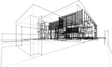 Ev yapımı mimari çizim vektörü illüstrasyonu