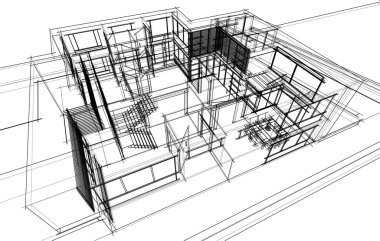 Ev yapımı mimari çizim vektörü illüstrasyonu