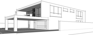 Ev yapımı mimari çizim vektörü illüstrasyonu