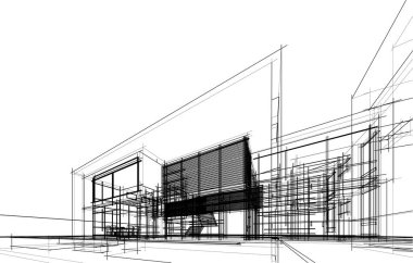 Ev yapımı mimari çizim vektörü illüstrasyonu