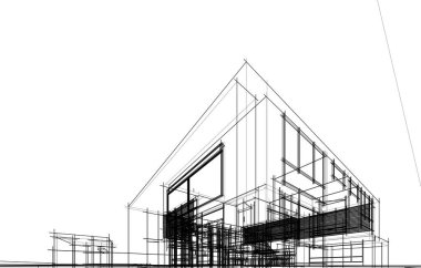 Ev yapımı mimari çizim vektörü illüstrasyonu