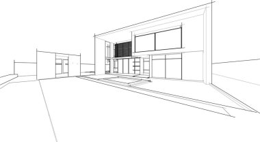 Ev yapımı mimari çizim vektörü illüstrasyonu