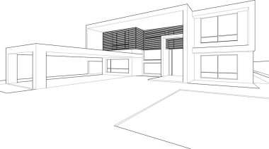 Ev yapımı mimari çizim vektörü illüstrasyonu