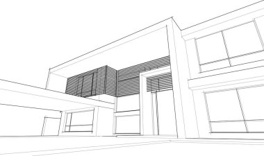 Ev yapımı mimari çizim vektörü illüstrasyonu