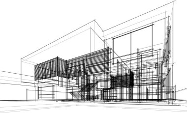 Ev yapımı mimari çizim vektörü illüstrasyonu