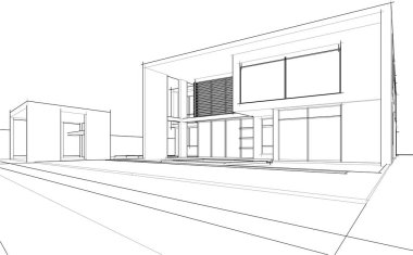 Ev yapımı mimari çizim vektörü illüstrasyonu