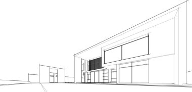 Ev yapımı mimari çizim vektörü illüstrasyonu