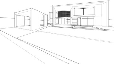 Ev yapımı mimari çizim vektörü illüstrasyonu