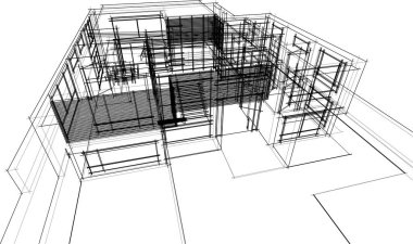 Ev yapımı mimari çizim vektörü illüstrasyonu