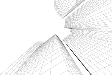 Gelecekçi şehir gökdelenleri arka plan, vektör illüstrasyonu