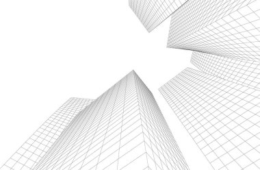 Gelecekçi şehir gökdelenleri arka plan, vektör illüstrasyonu