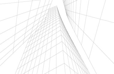 Gelecekçi şehir gökdelenleri arka plan, vektör illüstrasyonu