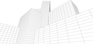 Gelecekçi şehir gökdelenleri arka plan, vektör illüstrasyonu